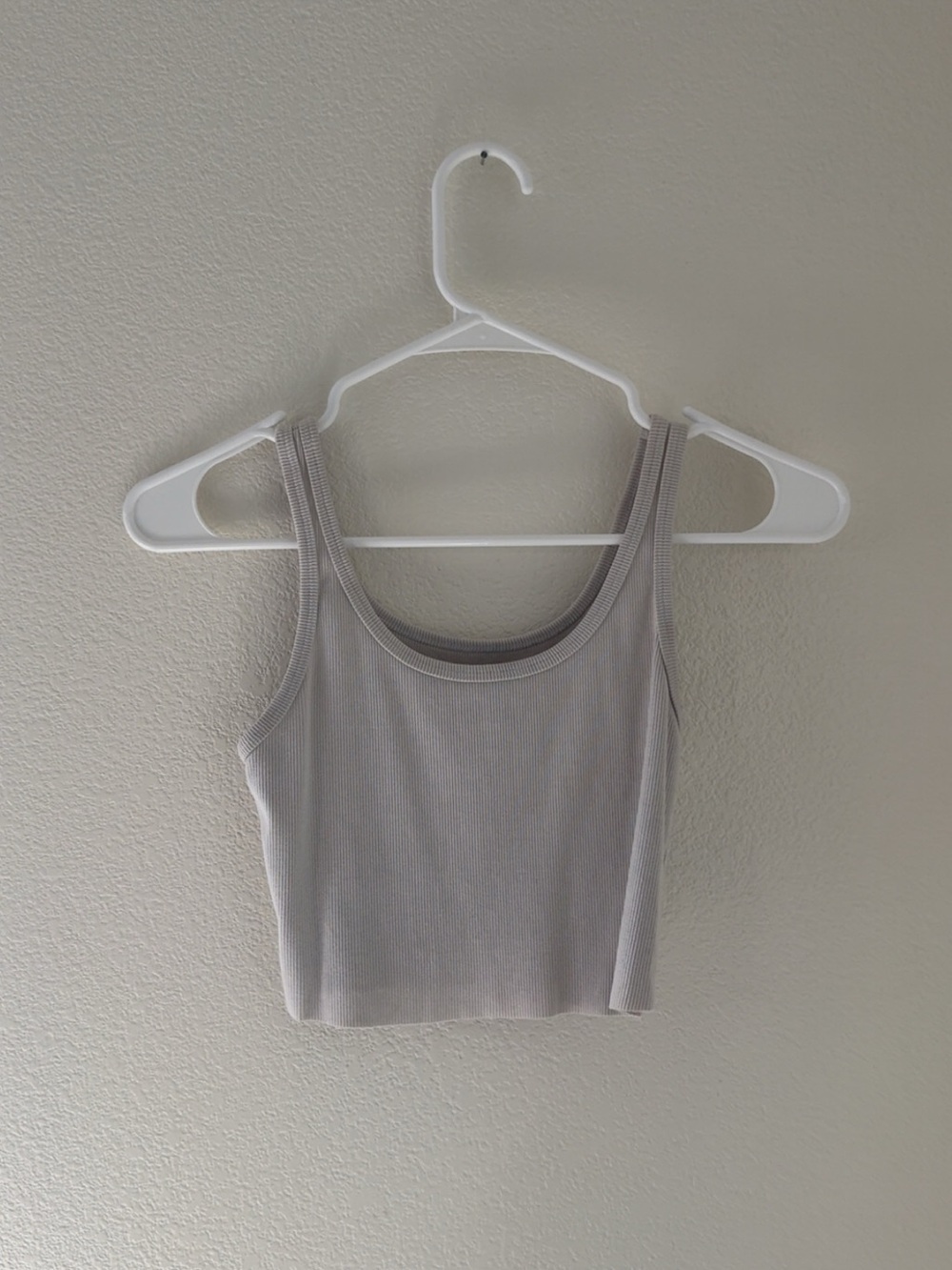 Women's Ribbed Tank Crop Top - Light Gray/Off White